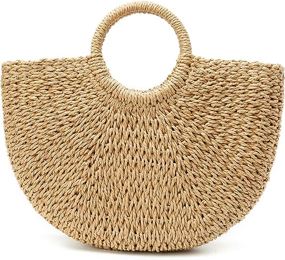 A04—Womens Large Straw Beach Tote Bag Hobo Summer Handwoven Bags Purse