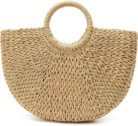 A04—Womens Large Straw Beach Tote Bag Hobo Summer Handwoven Bags Purse