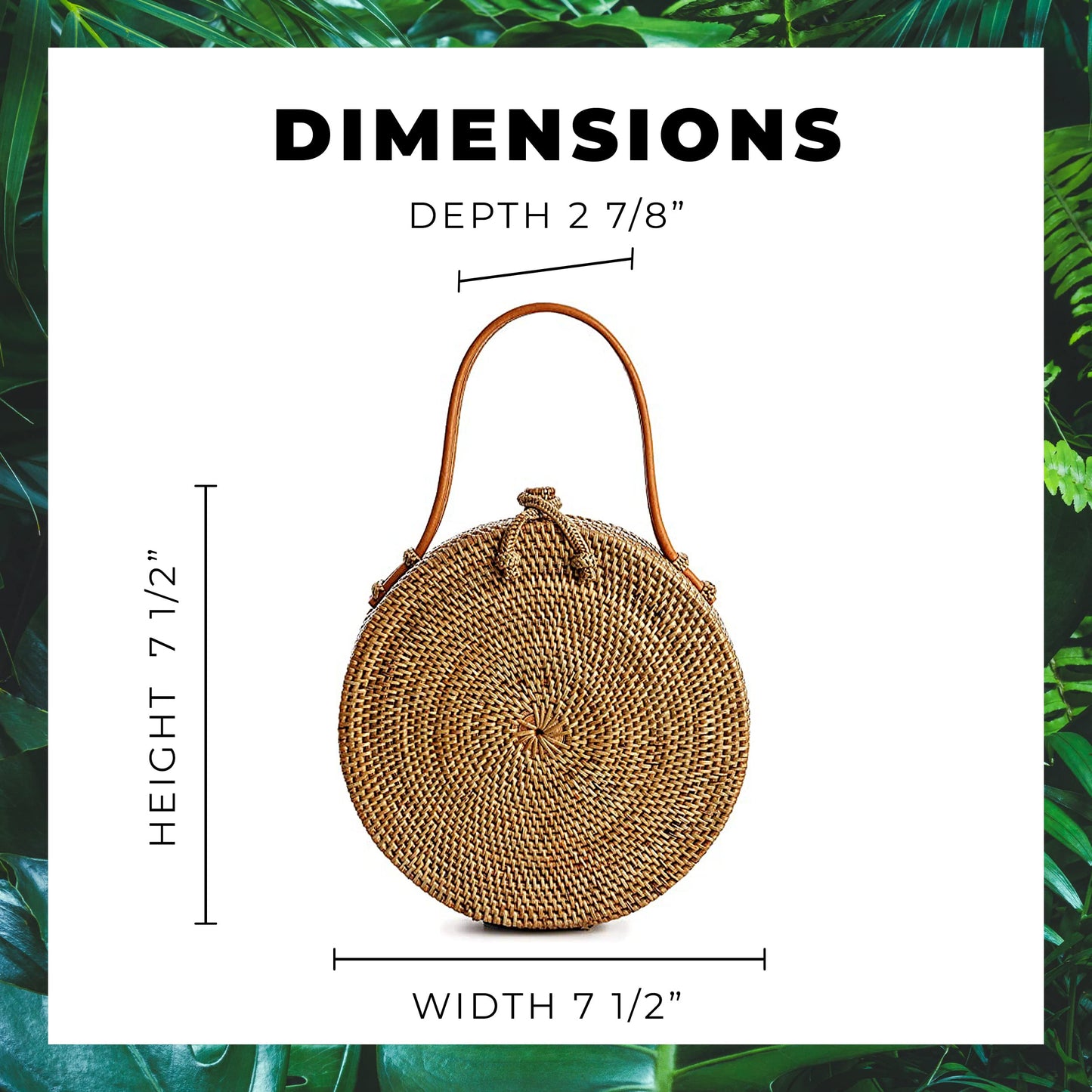 A06—Crafts Round Rattan Bag for Women - Handmade Ata Wicker Woven Purse